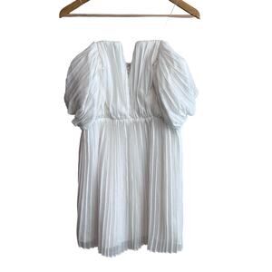 DO+BE Off the Shoulder Pleated Mini Dress White S